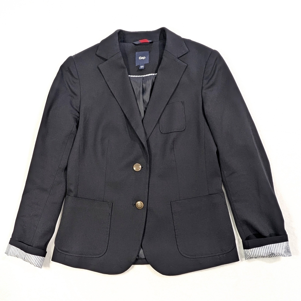 Gap Classic Navy Wool Blazer | Dark Blue‎ Minimalist Career Jacket Size 2